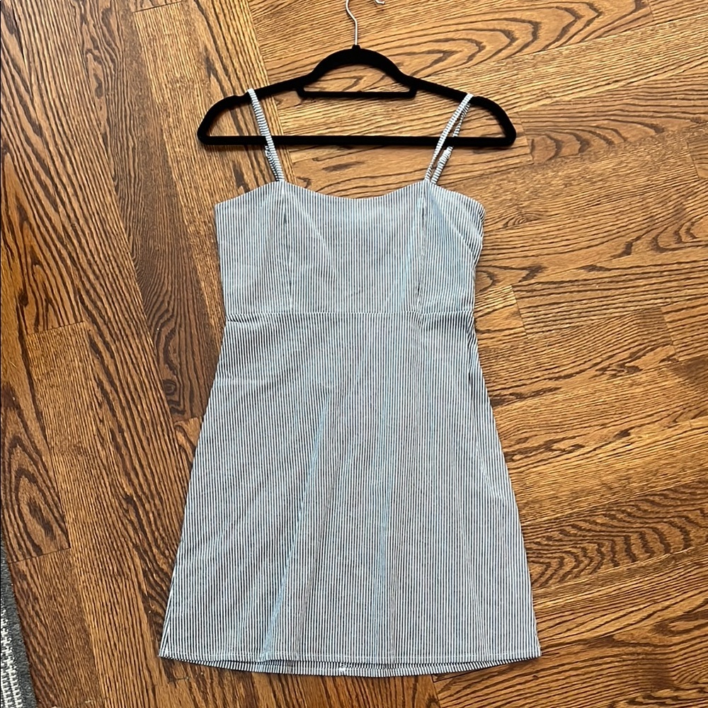 Brandy Melville Blue and White Striped Mini Dress